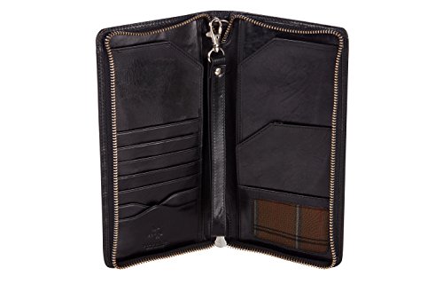Visconti 728 Large Leather Travel Wallet for Passports, Tickets and Credit Cards (Black)