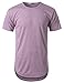 URBANCREWS Mens Hipster Hip Hop Melange Elong Crewneck T-Shirt LAVENDER LARGE