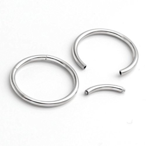 PiercingJ 2pcs 14G 16G 8MM 12MM Surgical Stainless Steel Captive Ring Hoop CBR with Smooth Segment Earring Nose Nipple Lip Eyebrow Ring