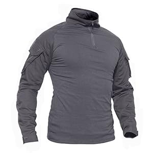 TACVASEN Military Style Men’s Camo Combat Long Sleeve T-Shirt with Pockets