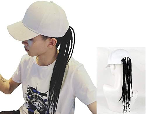 MIPPER Long Braid Fake Hair Baseball Cap Toupee Sun Visor Hat Men