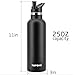 TOPOKO 25oz Hydro Double Wall Flask Stainless Steel Water Bottle, Bite Valve Top, Vacuum Insulated, Sweat Proof, Leak Proof Sports Thermos. Standard Mouth 25oz, BPA-Free, Keep Cold 24 Hours (Black)