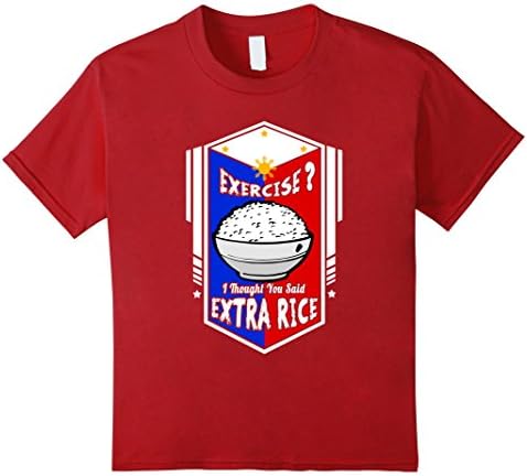 Kids Exercise I Thought You Said Extra Rice T-Shirt 8 Cranberry