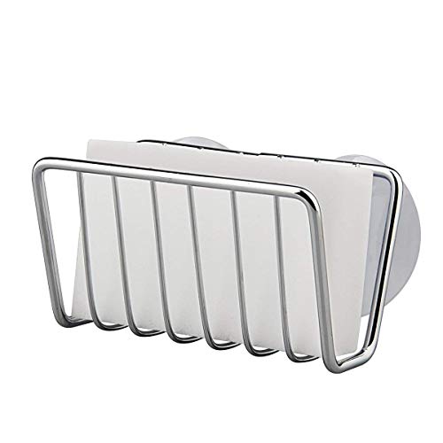 Toplife Kitchen Sink Suction Holder for Sponges,Scrubbers,Soap (Silver, Set of 2) - Thumbnail 3