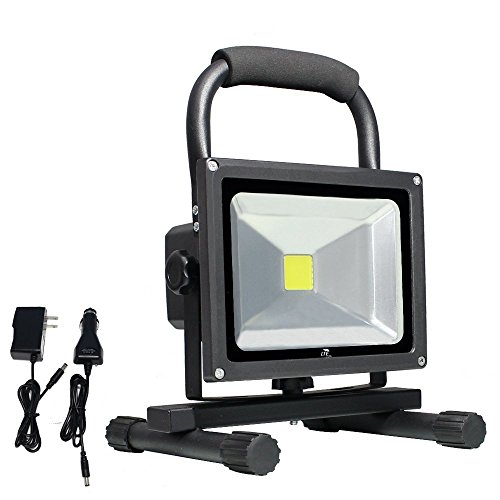 20W LED Work Light, LTE Portable Flood Light Outdoor With Adapter and Car Charger,Outdoor Camping Security Lights 6000K, 1500 Lumens, Waterproof IP65 (Daylight White)