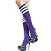 Angelina cotton REFEREE Knee High Socks, Bright Colors with White Stripes, #2539CS_Purple