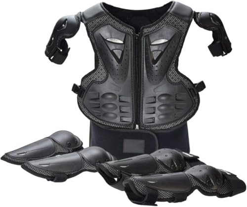 Fansport Children's Motorcycle Protective Gear, 5 Pieces Creative Breathable Knee Pad Equipment Motorcycle Cross Child for Off-Terrain Cycling Skiing Skating Skating