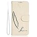 iPhone 6 Case,Fashion Newest Design Feather Pattern Flip Pu Leather Wallet Case Cover Premium Stand Card Slots Function By Shimu Fit For iPhone 4.7 Inch White