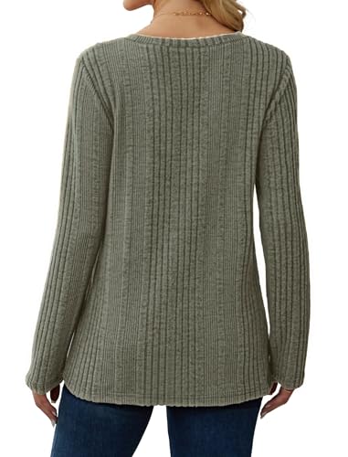 GLEENOD Sweaters for Women V Neck Button Down Tops Long Sleeve Sweater Lightweight Tunics Basic Pullover T-Shirts