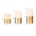 FLAMELESS Candles Battery Operated LED Flickering Flame with Remote & Timer | Amazing Realistic Dancing Flame | Real Wax Gold Trim | Set of 3 (Size 4”5”6”) | Beautiful Gift Idea for Women and Men