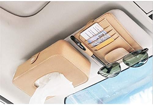売れ筋 の車用ティッシュカバー ボックス 車載 サンバイザー 収納 ティッシュケース カード入れ 車載メガネホルダー サングラス収納 クリップ式 簡単 便利 車内収納 レザー 2点セット ベージュ 上品格安saleスタート の