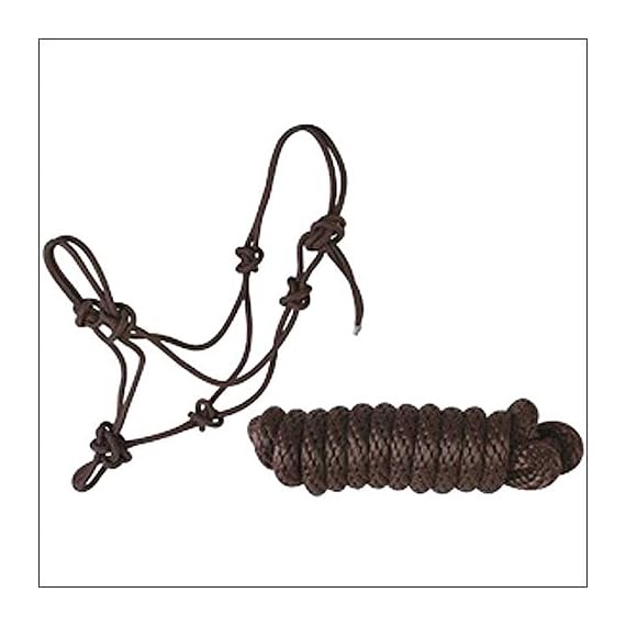 HILASON-516-WESTERN-HORSE-TACK-KNOT-ROPE-HALTER-W7-FEET-LEAD-BROWN