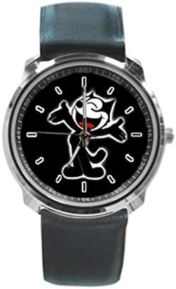 ShangRa Custom Felix The Cat Unisex Casual Fashion Stainless Steel Wrist Business Watch With Black Leather Band