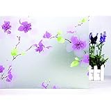 Elton 3D Window Films Privacy Film Self Adhesive Decorative Film for Bathroom Door Window Heat Control Anti UV 24 x 96 inches (Lilac Flower)
