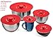 Silicone Designs Suction Lids, Set of 5, Red Cooking Food Storage