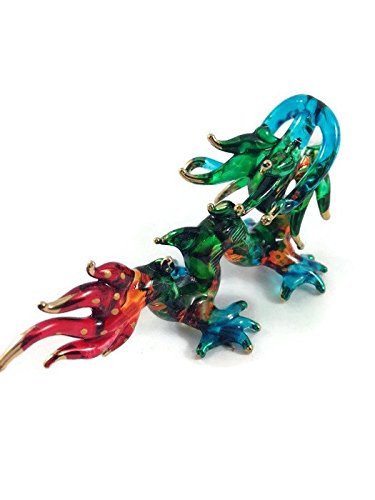 TINY CRYSTAL Dragon HAND BLOWN CLEAR GLASS ART Dragon FIGURINE ANIMALS COLLECTION GLASS BLOWN