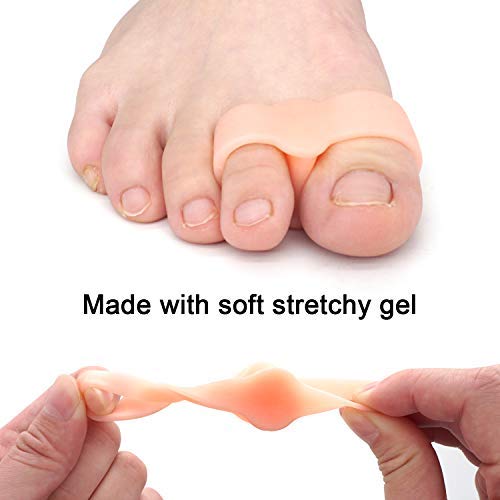 Skyfoot’s Toe Separator for Bunion with 2 Loops - Toe Spreader Gel Toe Corrector Pack of 6 (Beige)