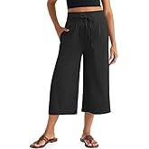TARSE Wide Leg Cropped Palazzo Pants for Women Culottes with Pockets Summer Gaucho Pants