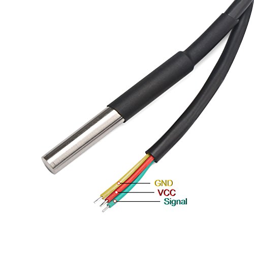 DROK Waterproof Temperature Sensor DS18B20-55℃ to +125℃ 1 Meter/39.37" Digital Temperature Probe Thermometer