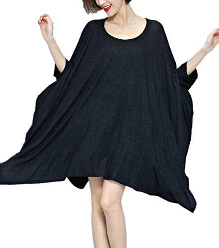 Ellazhu women summer baggy bat wings black oversize tshirt ga307