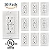 TEKLECTRIC - GFCI Receptacle 15A 125V Tamper Resistant + Wall Plate - GFCI Outlet 15 AMP 125 Volt Grounded - Wall Plate and Screws Included White (10 Pack)