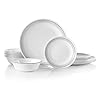 Corelle-Tableware-Set-Glass-Mystic-18-Piece Corelle 18-piece Dinner Set, Mystic Grey, Service for 6, Chip Resistant Dinnerware, includes 26cm dinner plates, 17cm…