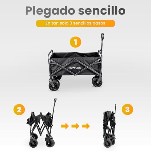 Carro Plegable con Ruedas – Carro Playa, Jardín y Supermercado | Carrito Transporte Plegable, Asa Telescópica, Tela Resistente e Impermeable (75KG - S (70x42x47cm) Modelo Nuevo)
