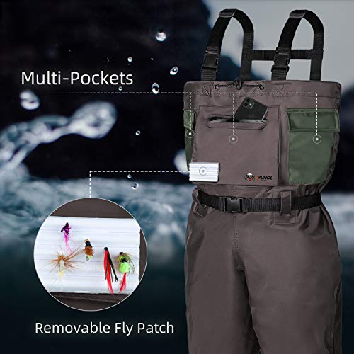 RUNCL Chest Waders, WaistHigh Waders with Boot Hanger Reinforced