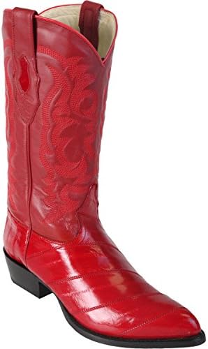 Los Altos Mens Eel Skin J-Toe Boot, Red, Size 10 EE US