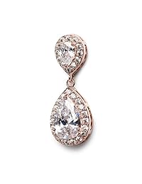 Sweetv - Pendientes colgantes de circonita cúbica con forma de lágrima para boda, graduación, aniversario