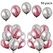 12inch 50 Pcs Latex Metallic Balloons, 25 Pcs Pink Metallic Balloons+25 Pcs Silver Metallic Balloons, Helium Shiny Balloons, Party Decoration Compatible Wedding Birthday Baby Shower Graduation party