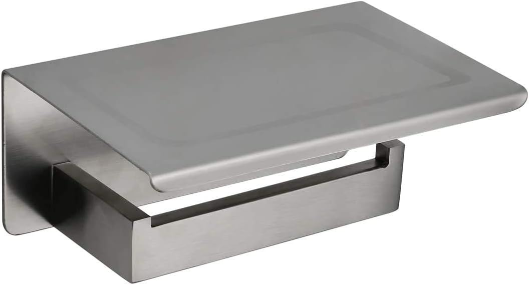 Toilet Paper Holders Brushed Nickel with Phone Shelf Bathroom