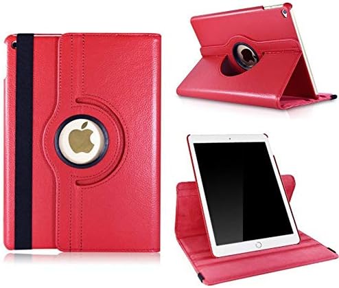iPad Air 2 (A1566,A1567) Case, 360 Degrees Rotating Multi Angles Magnetic Screen Protective Stand Case Cover for Apple iPad Air 2 (Red)