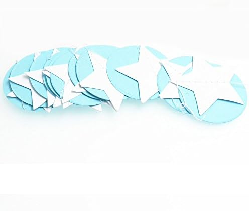 20 ft Twinkle Star Paper Garland Hanging Decoration Circle Dots Banner Baby Shower Merry Christmas Happy New Year Party Table Centerpieces Wedding Event Decor Blue and White