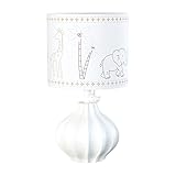 Just Born Nursery Lamp, Animal Kingdom Collection, w/ Safari Shade, White/Grey
