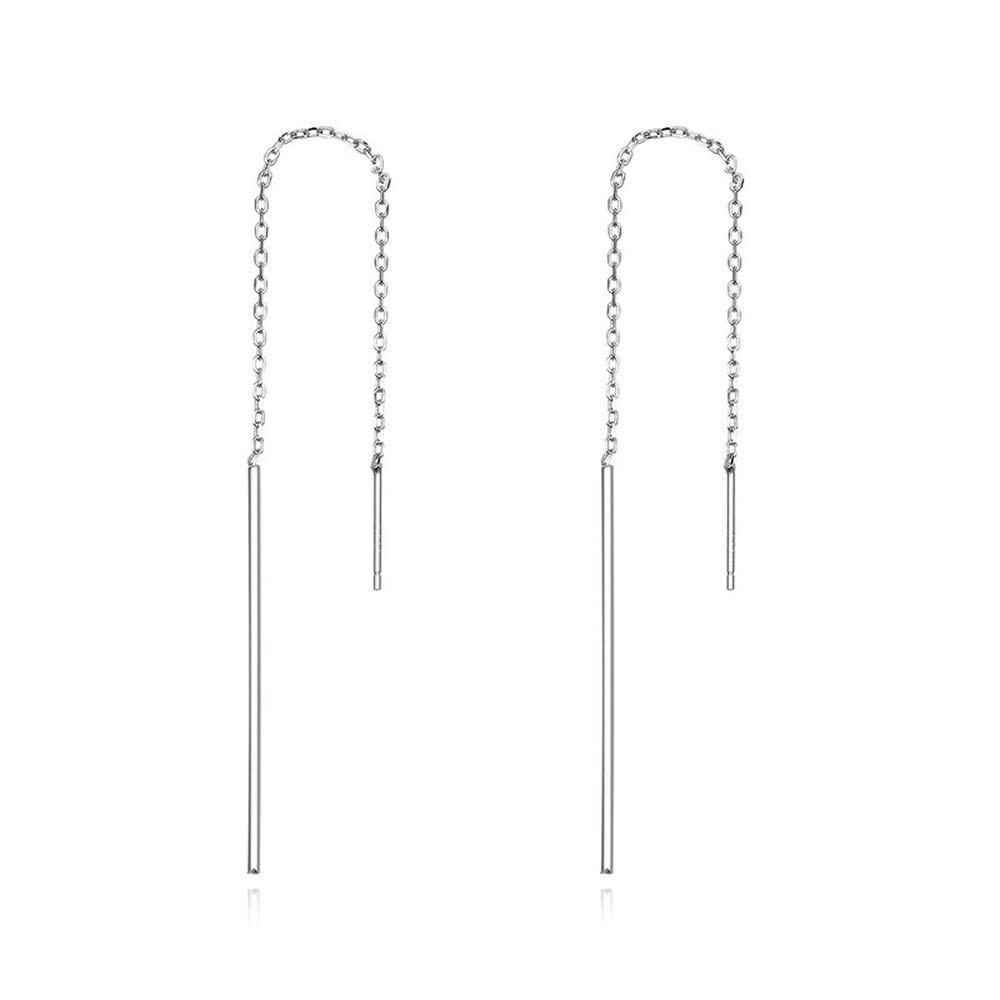 Elegant New Genuine 925 Sterling Silver Simple Line Drop Earrings for Women Authentic Silver jewellery Gift