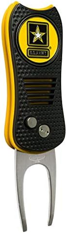 Team Golf Military Army Switchblade Divot Tool with Double-Sided Magnetic Ball Marker, Features Patented Single Prong Design, Causes Less Damage to Greens, Switchblade Mechanism