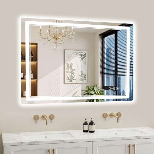 30"x40" LED Bathroom Mirror with Lights, Backlit + Front Lit, Anti-Fog, Lighted