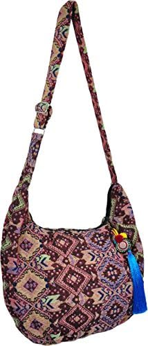 Lanna Native with Adjustable Sling and Key Chain Asian Thai Style Hippie Boho Hobo Handmade Cotton Woven Fabric Sling Shoulder Tote Cross Body Bag From Chiangmai Thailand