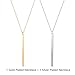 2Pcs Simple Bar Pendant Necklace Long Lariat Chain Polished Jewelry for Women, 2.4