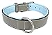 Soft Touch Collars Padded Leather Dog Collar, Gray and Blue, Size Large, Real Genuine Full Grain Leather