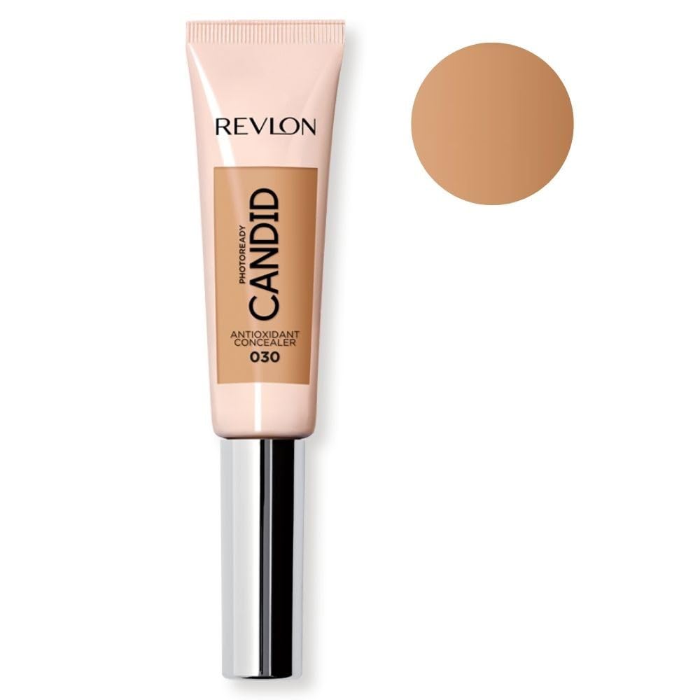Revlon PhotoReady Candid Antioxidant Concealer, Long-Lasting Medium Full Coverage with Caffeine, Natural Finish, Oil-Free, 030 Light Medium, 22 ml