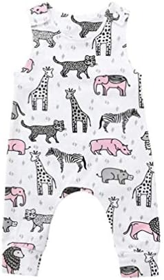 Baby Sleeveless Cute Newborn Infant Baby Boys Girls Cartoon Animals Romper Jumpsuit(18-24M Pink)