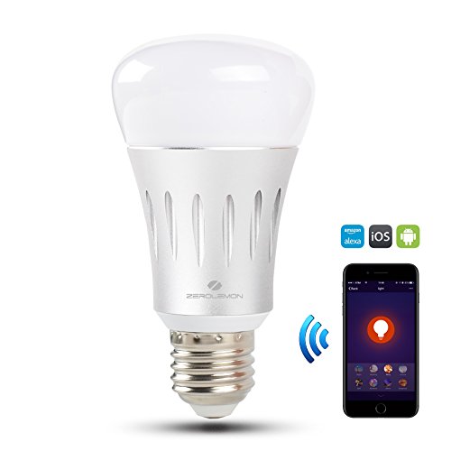 Wifi Smart Led Light Bulb, ZeroLemon Multi Color Smart Bulb Compatible with Alexa and Google Assistant, Home Dimmable Light, Color Changing Light For Party and Decorative Ambient Light Bulb - Silver