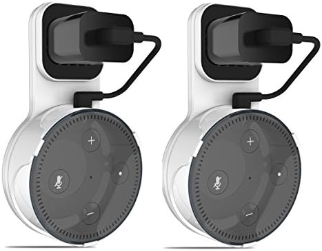 Jamfox Outlet Wall Mount Holder Stand Hanger for Alexa Echo Dot 2nd Generation (2pcs, White)