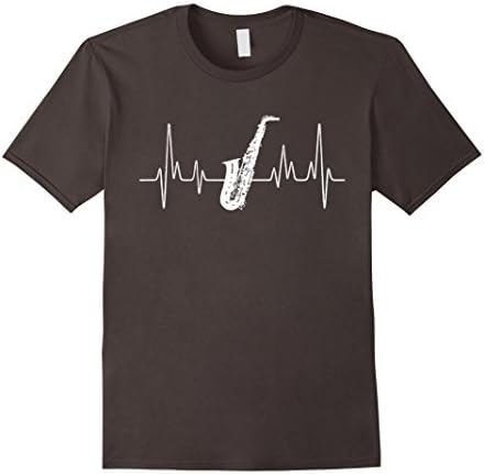 Men's Alto Saxophone Shirts - Alto Saxophone Heartbeat Shirt Medium Asphalt
