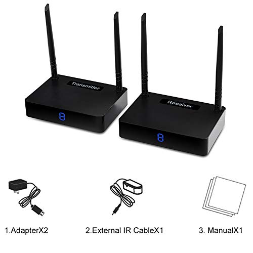 HD585 Wireless HDMI Extender Audio Video Extender WiFi Transmitter Receiver up to 350m /1150 feet IR Remote Signal Return Function with 8 Channels (4Pcs/Set)