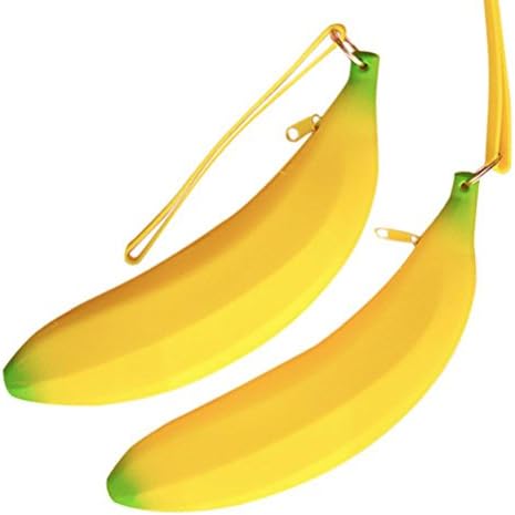 WarmShine 2 Pcs Novelty Cute Silicone Banana Coin Pencil Case Holder Coin Purse Bag