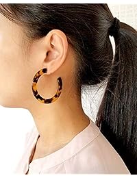 Pendientes de aro de acrílico con concha de tortuga de leopardo para mujer, día de la madre
