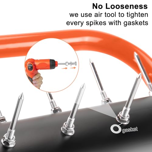Asunrise 21" Rolling Lawn Aerator, 45 Preassembled Spikes, Only Needs 3-5 Minutes to Assemble, No Looseness, Good Package, 75" Long Handle with Quick Clip Connections, U-Shape Construction - Orange.